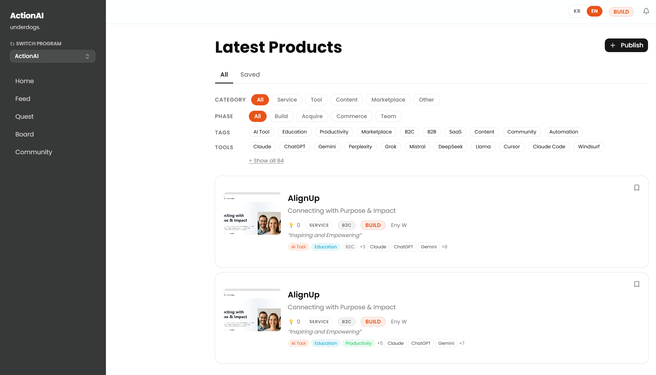 ActionAI Boost — product Feed